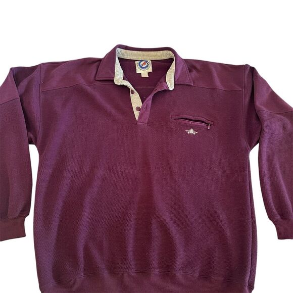 Vintage Greenline Men's Purple 3-Button‎ Pullover Sweater M Retro 90s - Picture 1 of 6